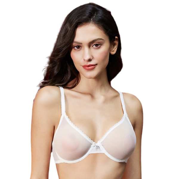 New thin transparent lingerie section bra large chest full small cup