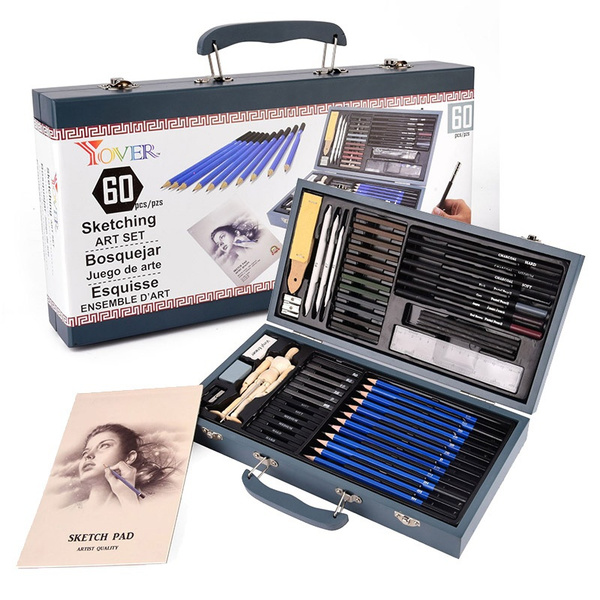 Professional Art kit, 60 Piece Drawing and Sketching Art Set, Colored  Pencils and Charcoal Pencils in Wooden Box, Art Supplies for Kids, Teens  and Adults