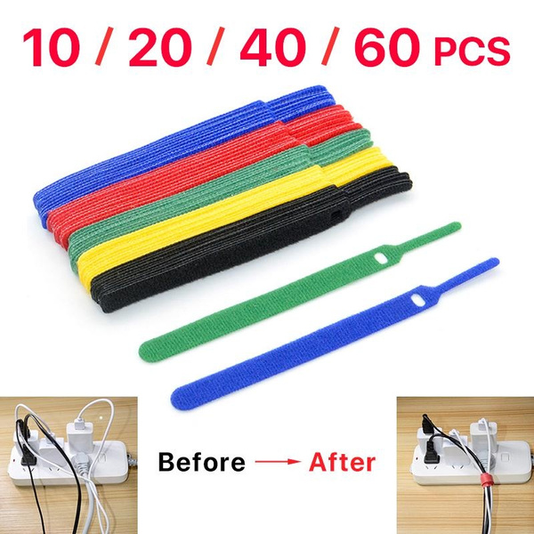 150mm*12mm Reusable Needle Type Velcro Cable Tie Nylon Power Cord Loop