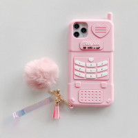 Baby Pink Heart Telephone Girl Women Case for iPhone 14 13 12 11 Pro ...