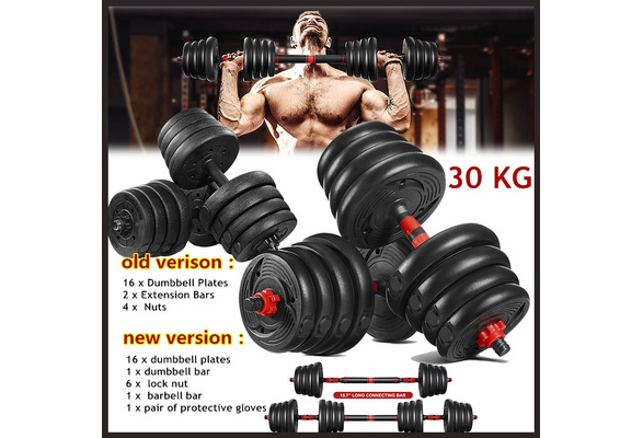 30KG Barbell & Dumbbell Set Pair Gym Body Building Free Weights Plates SF 