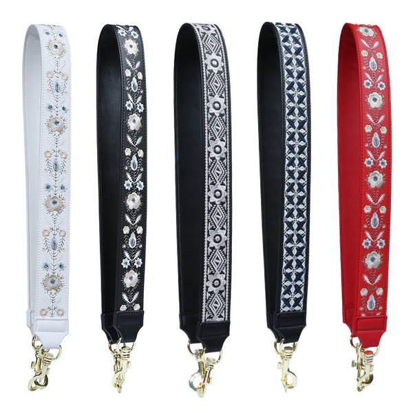 Genuine Leather Embroidered Bag Strap Women Bag Accessories Handbag Strap  Lady Beautiful bag belt High Quality Straps For Bags
