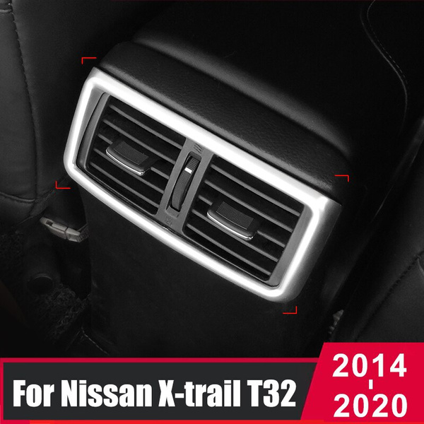 ABS Carbon Fiber Car Rear Air Condition Outlet Vent Frame Cover Trim For Nissan  X-trail Xtrail X Trail T32 2014-2020 Accessories