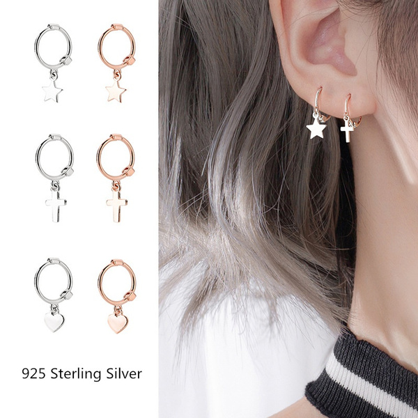 Black Heart Bow Korean Style Earrings 925 Silver Needle Fashion Earrings at  Rs 45/piece in New Delhi