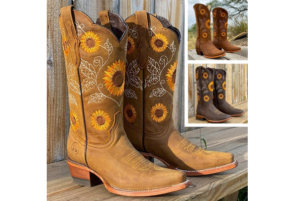 Cowgirl boots clearance with sunflowers