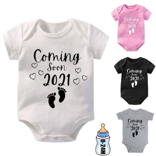 Nouveau Bebe A Venir 21 Onesies Simple Lettre Imprimer Bebe Combinaisons Enfant En Bas Age Garcons Filles A Manches Courtes Barboteuses Tenue Nouveau Ne Infantile Grenouillere Wish