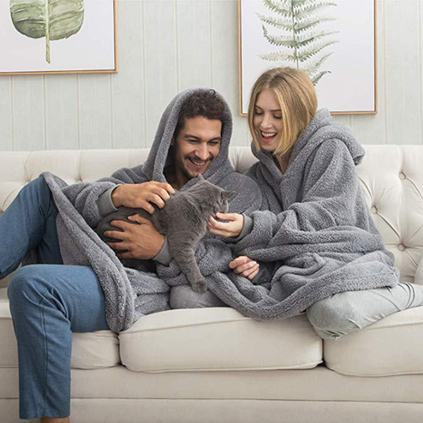 Unisex Blanket Hoodie, Winter Warm Wearable Oversized Fleece Hooded  Sweatshirt Blanket Big Pocket couple style home service