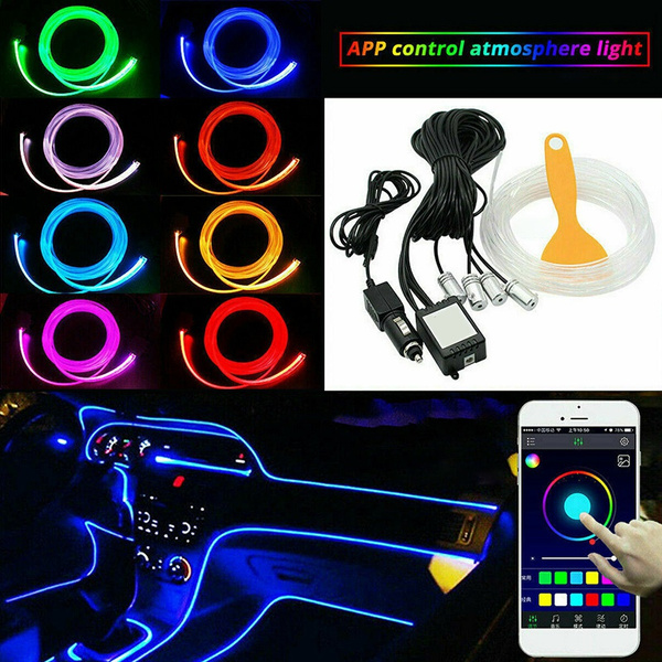 New 4M RGB LED Car Interior Fiber Optic Neon EL Wire Strip Atmosphere