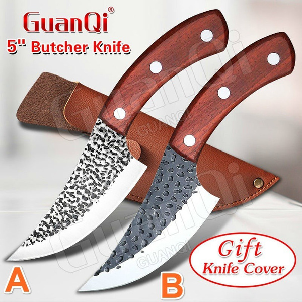 5 Inch Handmade Butcher Knife with Sheath Steel Chef Knife Meat