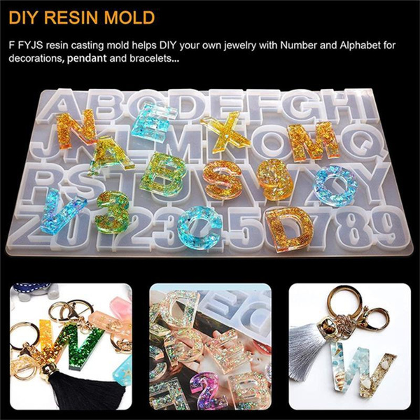 Letter Silicone Resin Mold Back Alphanumeric Chain Jewelry Mold with Key  Chain