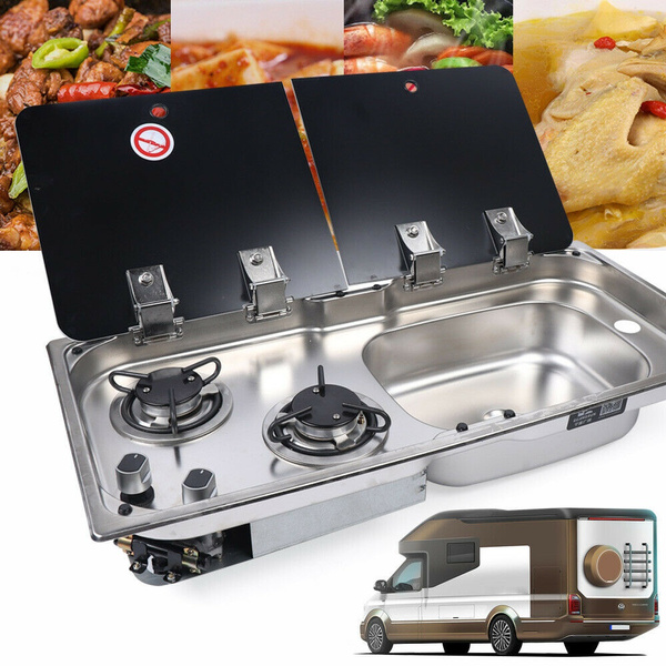 Boat RV Caravan LPG Gas Stove Hob 2 Burners Cooktop Stove with Sink ...