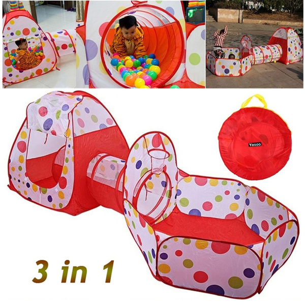 Portable Childrens Toddlers Kids Indoor Outdoor Play Tent Crawl Tunnel