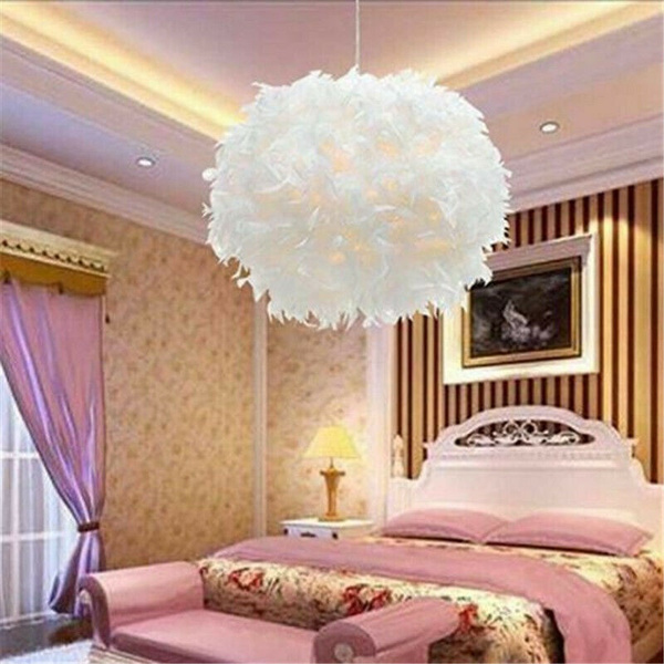Feather Ceiling Pendant Light Shade Fluffy Lamp Shade imple NordicStyle Modern Sweet Romantic