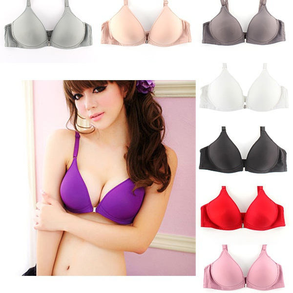 Women\'s Smooth Front Closure Thin Padded Racerback Seamless Push Up Bra  Top