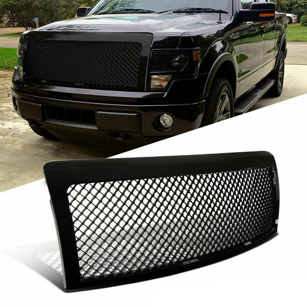 Topline Autopart Black Mesh Front Hood Bumper Grill Grille ABS For 09-14 Ford F150 