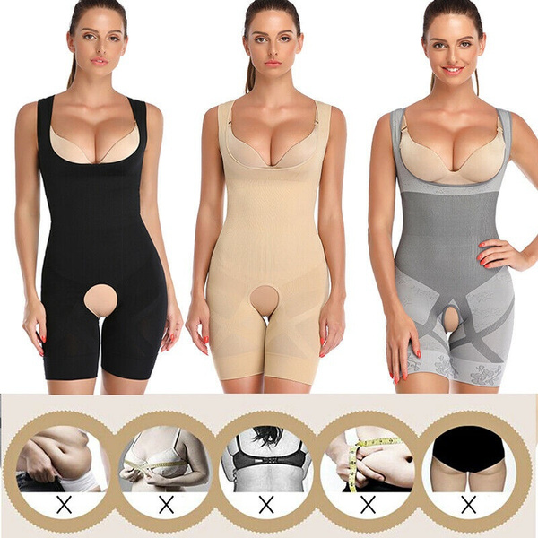 Women's Solid Color Full Body Shaper Slimming Shapewear Tummy Control  Underwear S-XXXL