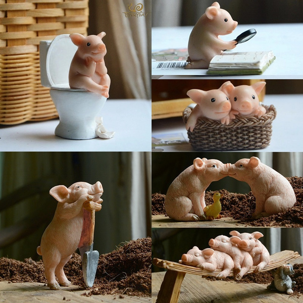 Home Decor Garden Miniature Animal Figurines Cute Pig Figure Toys