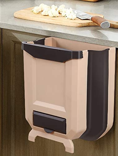 2.4 Gallon Small Hanging Kitchen Trash Can,10L Hanging Garbage Can for Kitchen Cabinet Door,Collapsible Mini Garbage Bin for Cabinet/Car/Bedroom/Bathroom Plastic