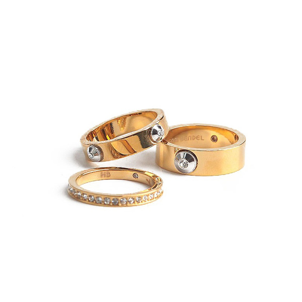 Authentic Henri Bendel GOLD New Miss Stack Rings Set of 3 Separate Bands  Size 6