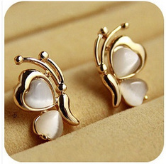 butterfly, butterfly earrings, Pearl Earrings, opals
