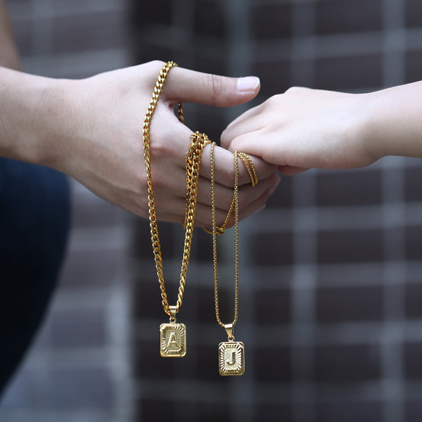 24k gold Initial letter Pendant a b c 