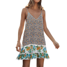 Summer, ruffle, print dress, Mini