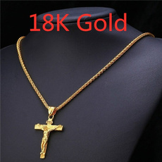 Steel, 18kgoldnecklace, jesus, Cross necklace