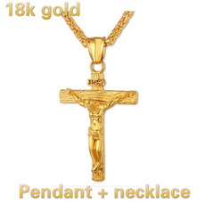 goldplated, mens necklaces, jesus, Cross necklace