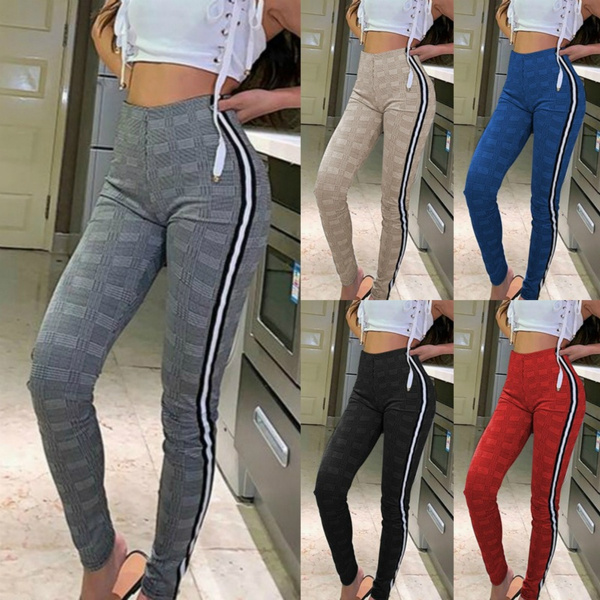 Women's Pants Plaid Print Fashion Retro Skinny Suit Pants - Temu