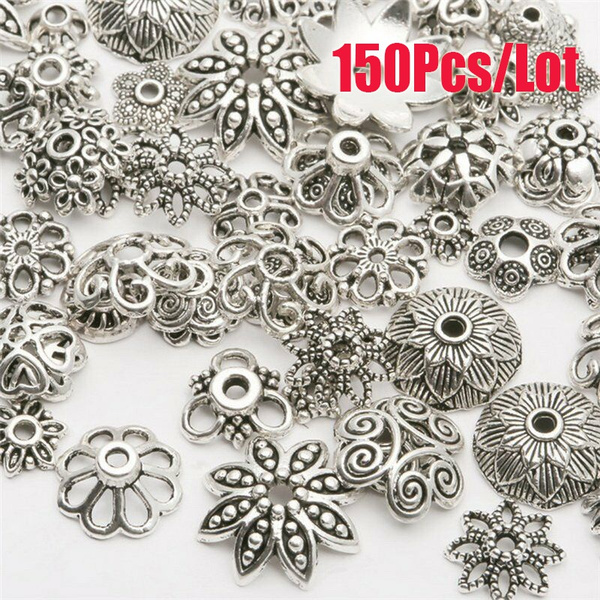 Lots Mixed 150pcs Tibetan Silver Flower Bead Caps Wholesale Jewelry Making DIY