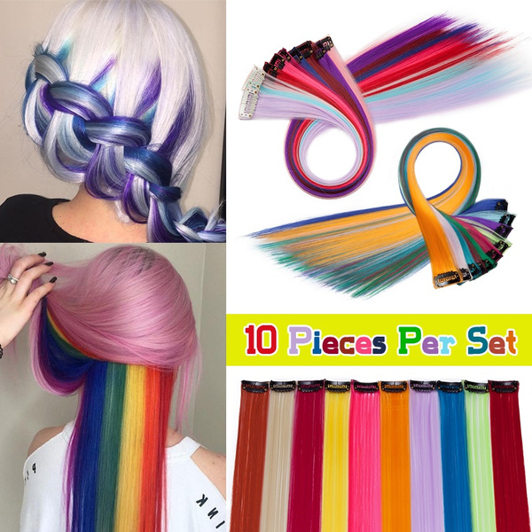10 Pcs Colorful Clip in Hair Extensions 20 Inch Straight Rainbow Multi-Color Underneath Hairpiece Party Highlights | Wish 10 Pcs Colorful Clip in Hair Extensions 20 Inch Straight Rainbow Multi-Color Underneath Hairpiece Party Highlights | Wish