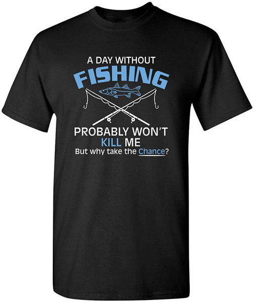 T-Shirt Umoristica Da Pesca JNR-Apparel – 'Fishing Tee Probably Thinking About Fishing', 100% Cotone