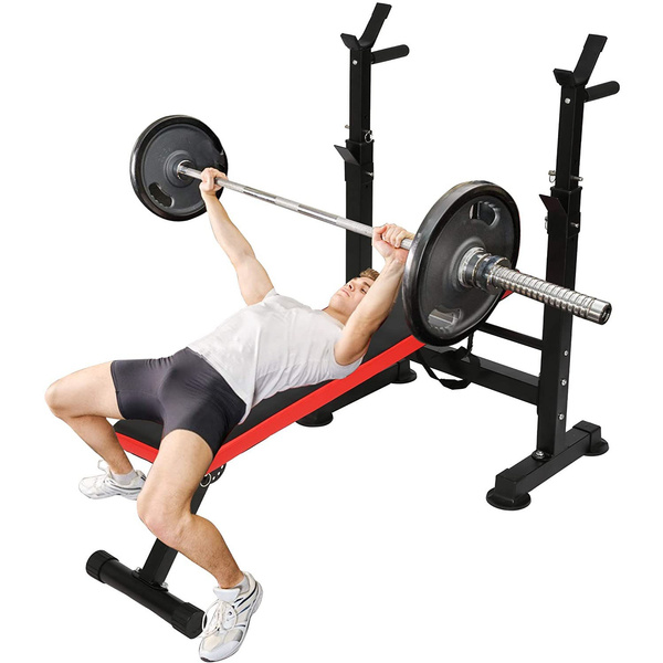 Weight bench best sale barbell rack