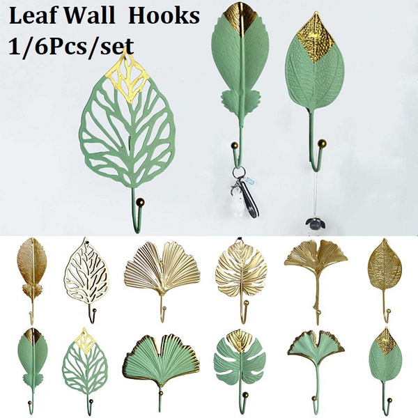 Gold Leaf Wall Hook Door Clothes Coat Hat Wall Hanger Kitchen Home Towel Hooks