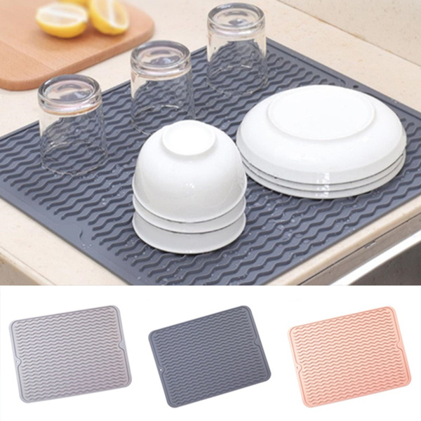 Silicone Dish Drying Mat Flume Folding Draining Mat, Drain Mat Dryinh