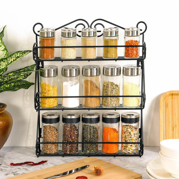 Vinsani Spice Rack 3 Tiers Kitchen Shelf Organiser for Jars