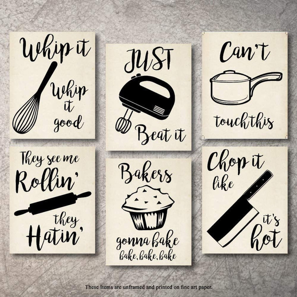 Baking Print Set Funny Kitchen Print Set Kitchen Puns 