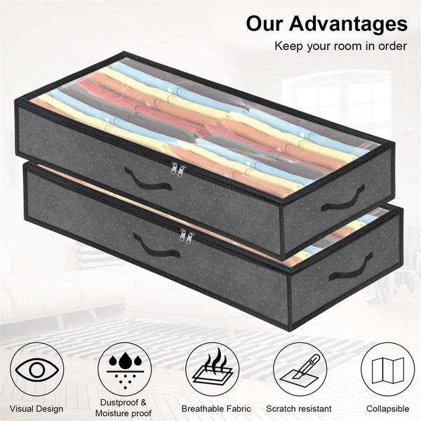 2x Underbed Storage Bag Duvet Pillow Clothes Bedding Organiser Bag Easy