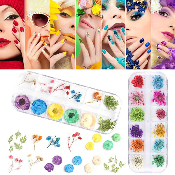 Nail Art Flowers Mix Dried Flowers Nail Art Stickers Nail Flowers Dry  Flowers Nail Art Dry Flowers for Nails