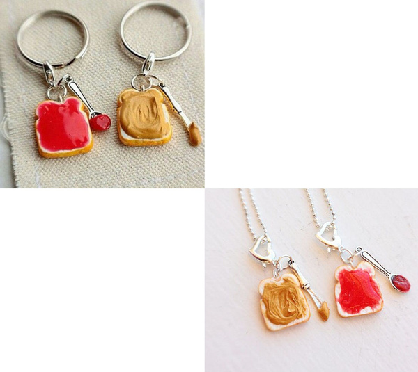 Peanut Butter and Jelly Sandwich Keychains/necklaces,Best Friend