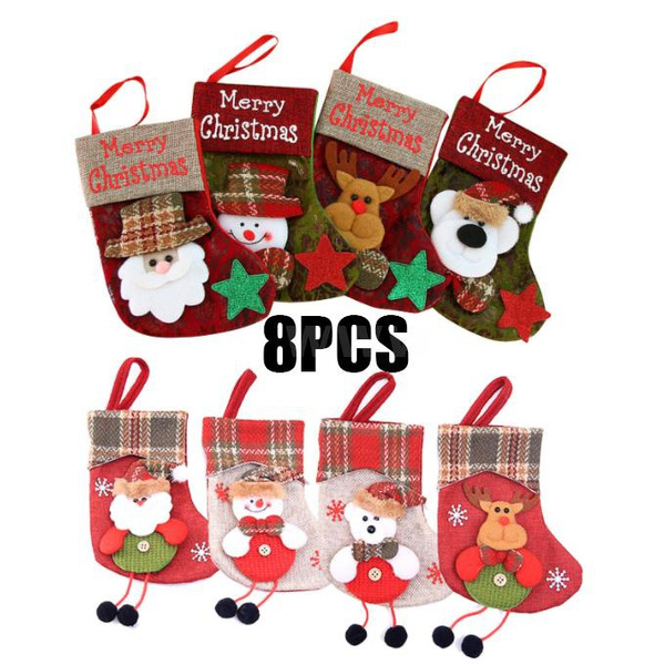 KKmoon 1/4/8 Pack Christmas Stocking, Classic Christmas Stocking Santa ...