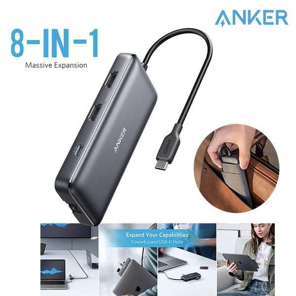 Anker USB C Hub, PowerExpand 8-in-1 USB C Adapter, with Dual 4K HDMI, 100W  Power Delivery, 1 Gbps Ethernet, 2 USB 3.0 Data Ports, SD and microSD Card  Reader, for MacBook Pro