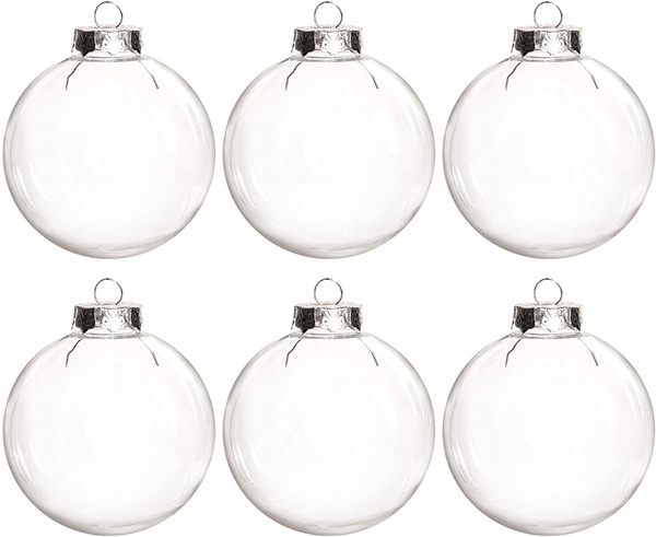 Clear Fillable Christmas Tree Hanging Plastic Baubles Ornament DIY for Wedding Party New Years Present Holiday Decor,60mm MISAZ 6 Pieces Transparent Round Christmas Balls Ornaments 
