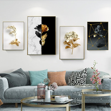 golden, Flowers, Wall Art, Home Decor