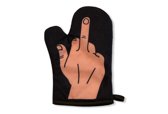 Middle Finger Oven Mitt Funny Flip The Bird Graphic Novelty Kitchen Glove  Funny Graphic Kitchenwear for Foodies with Adult Humor Black Oven Mitt