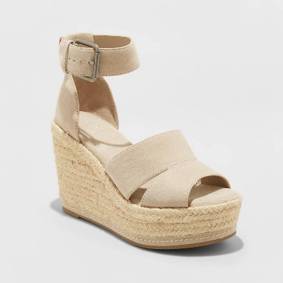 Details about   Womens Caroline Microsuede Ankle Strap Espadrille Wedge Universal Thread