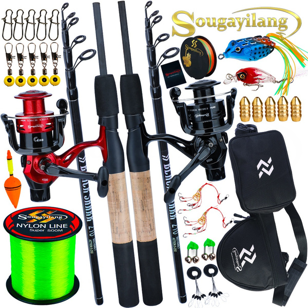 SOUGAYILANG Fishing Rod Combo 2 Section 2.1M Carbon Fiber Telescopic Fishing  Rod with 5.2:1 Gear Ratio Spinning Fishing Reel and Fishing Full Kit  Saltwater Freshwater Travel Carp Pesca Tackle