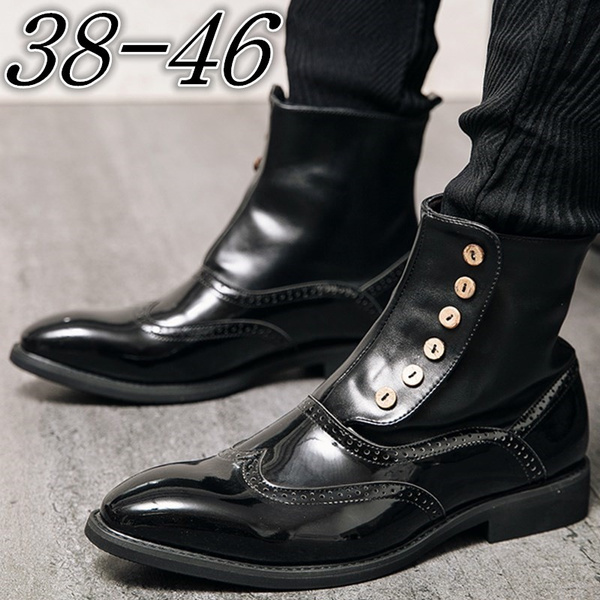 Patent brogue ankle outlet boots