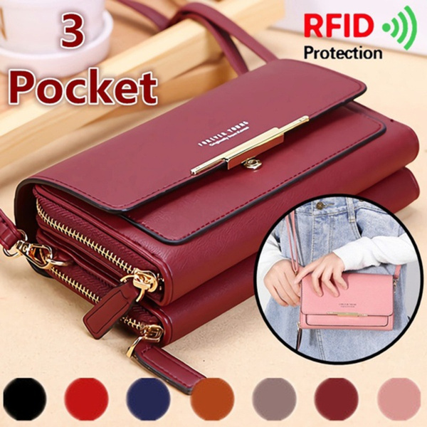 ZTTD Women Wallet Long Zipper Wallet Clutch Bag Female Fashion Three-Fold  Purse A 