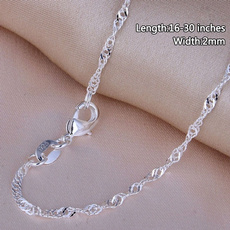 water, Chain Necklace, sterling silver, silver
